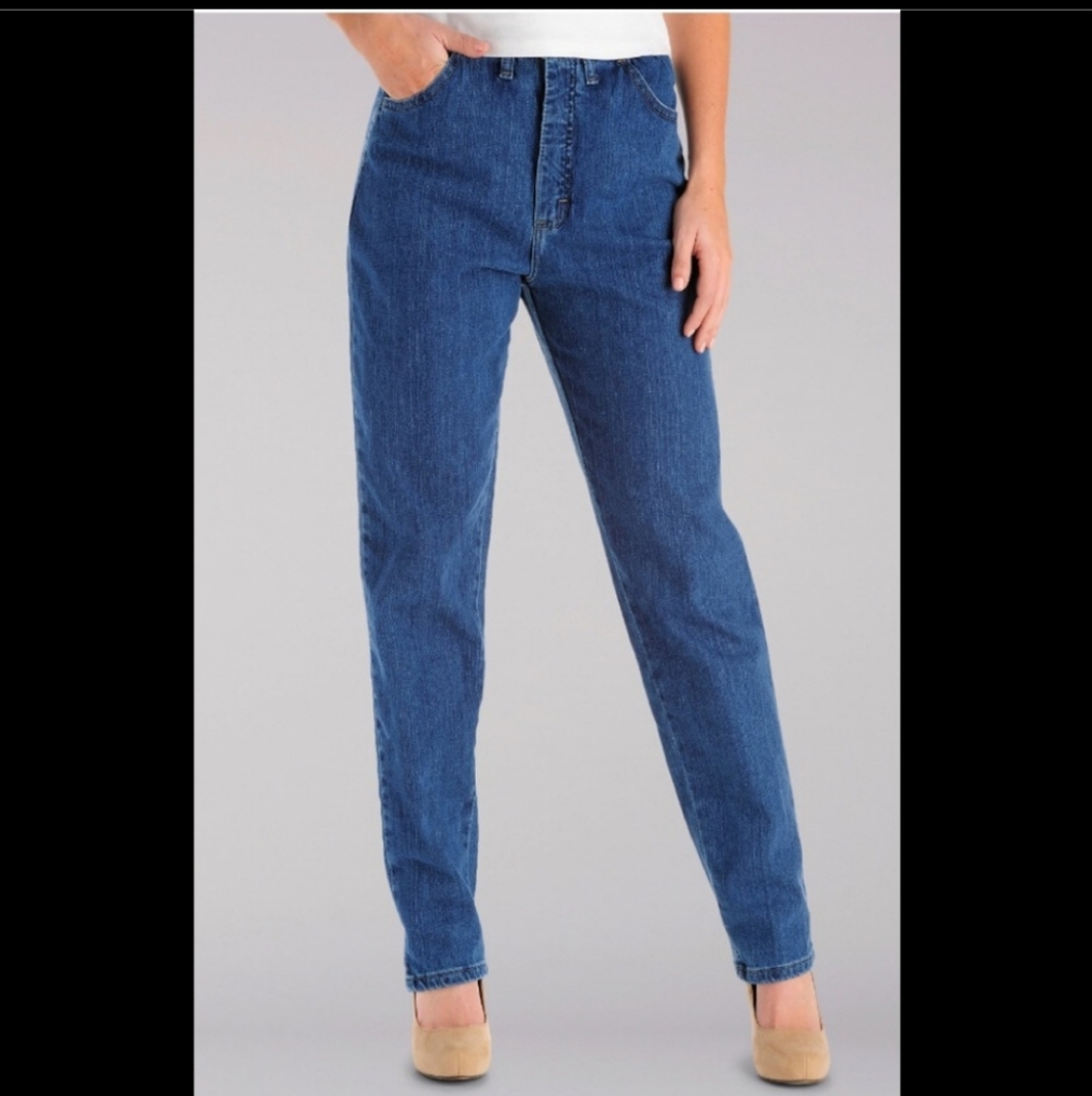 Lee Classic Vintage 90s Style High Rise Tapered Jeans Med Dark Blue Size 8P